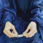 Namaz Chadar with Sleeves - Minimalist Navy Blue - Image 2