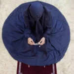 Namaz Chadar with Sleeves (Knee Length) - Minimalist Dark Navy Blue - Image 2