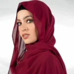 Chiffon Georgette Hijab - Maroon - Image 2