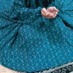 Namaz Chadar with Sleeves - Teal Lilies - Image 2