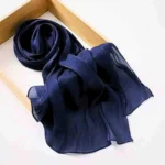 Organza Silk Hijab - Navy Blue
