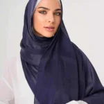 Organza Silk Hijab - Navy Blue - Image 2