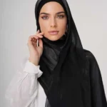 Organza Silk Hijab - Black - Image 2