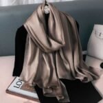 Plain Satin Silk Hijab - Chestnut - Image 2