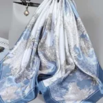 Premium Silk Hijab - Sky Bloom