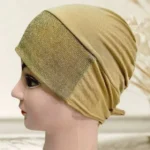 Shimmer Hijab Cap - Golden - Image 2