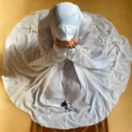 Namaz Chadar with Sleeves - Minimalist Pearl White