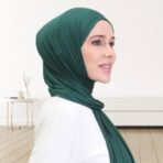 Jersey Hijab styled in a simple wrap, showcasing its fluid drape. Modify.pk